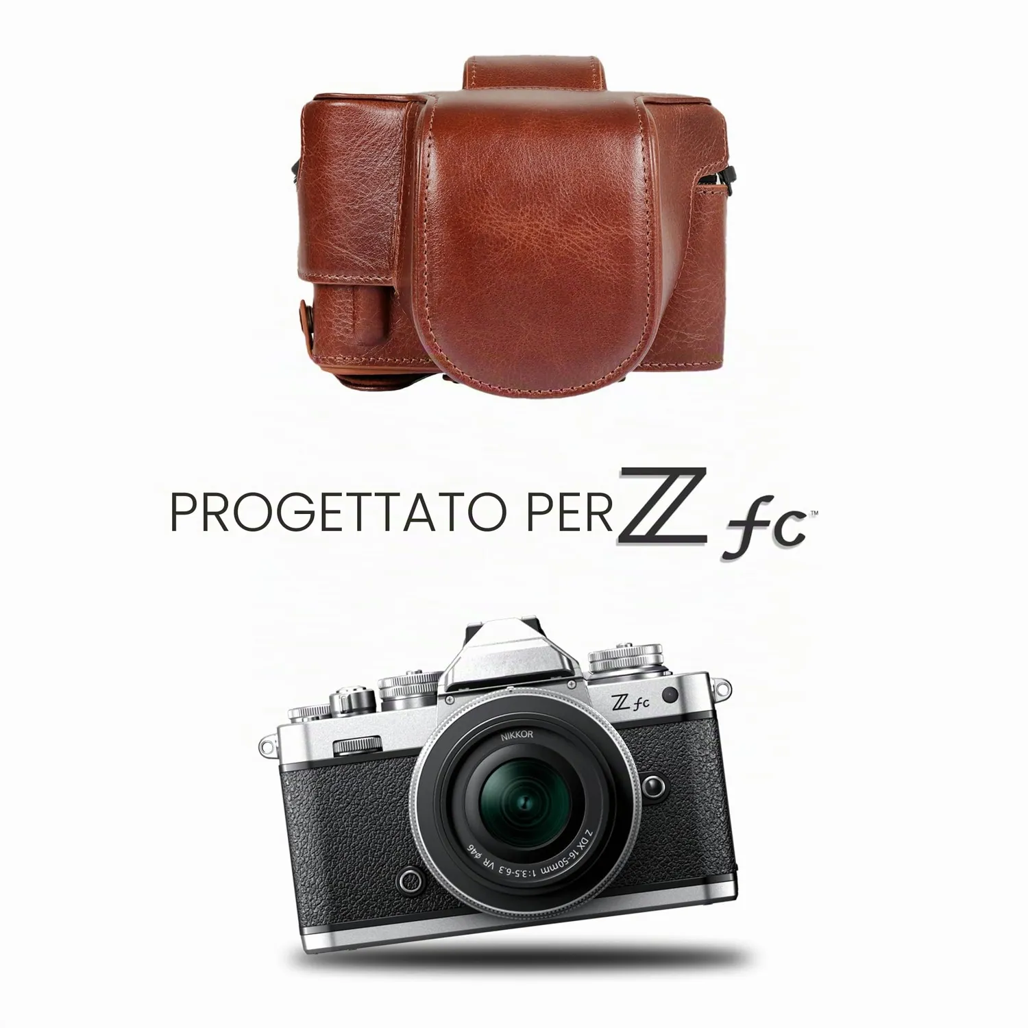 MegaGear Ever Ready Custodia Pelle Nikon Z fc Marrone 16-50mm
