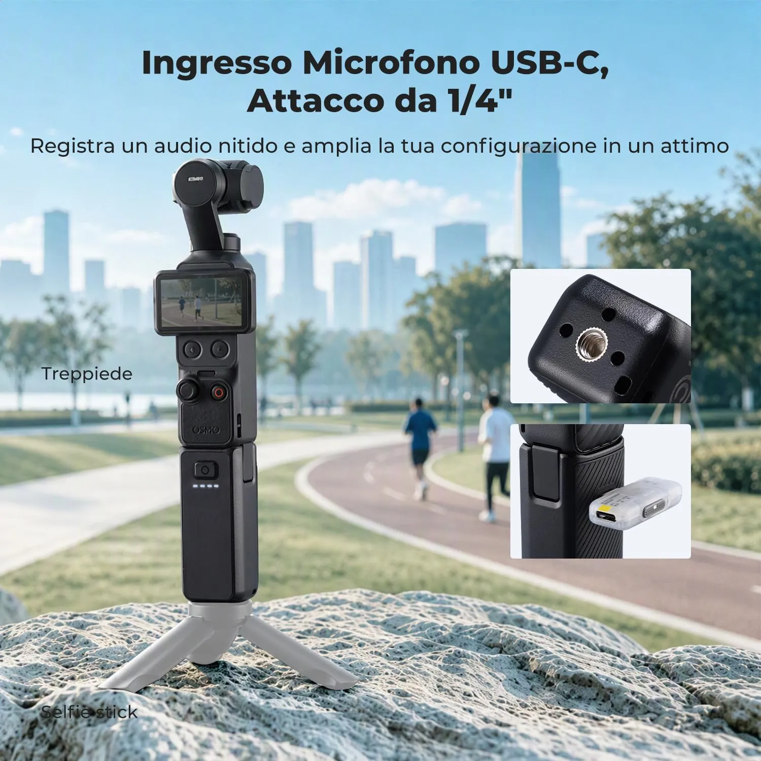 K&F Concept Impugnatura Batteria 3200mAh per Osmo Pocket 3 USB