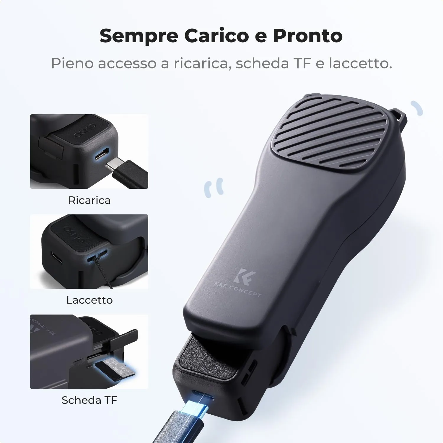K&F Concept Custodia DJI Pocket 3 Pocket 4 Grigio Scuro Filtri