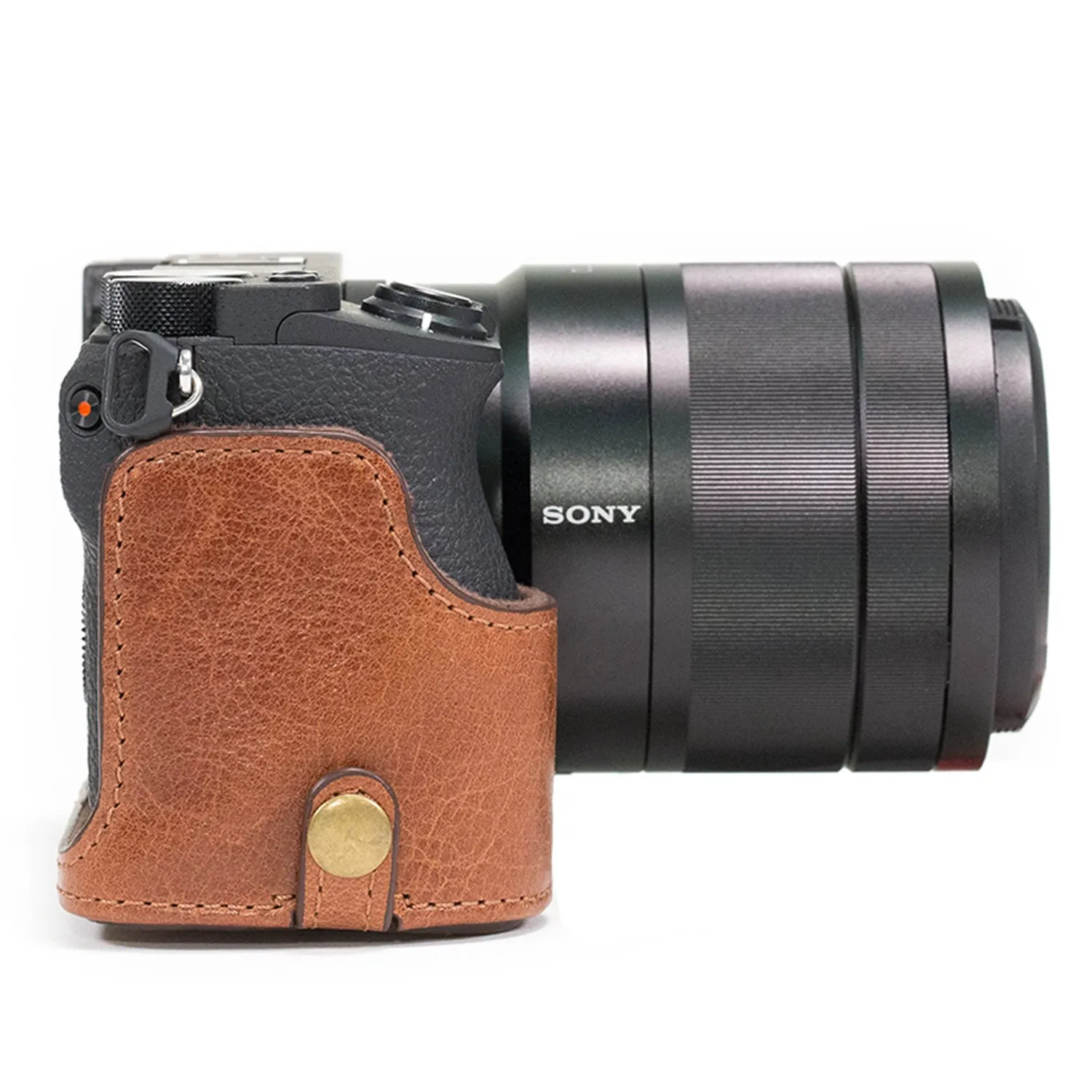 MegaGear Custodia Pelle Sony A6500 16-70mm Marrone Scuro
