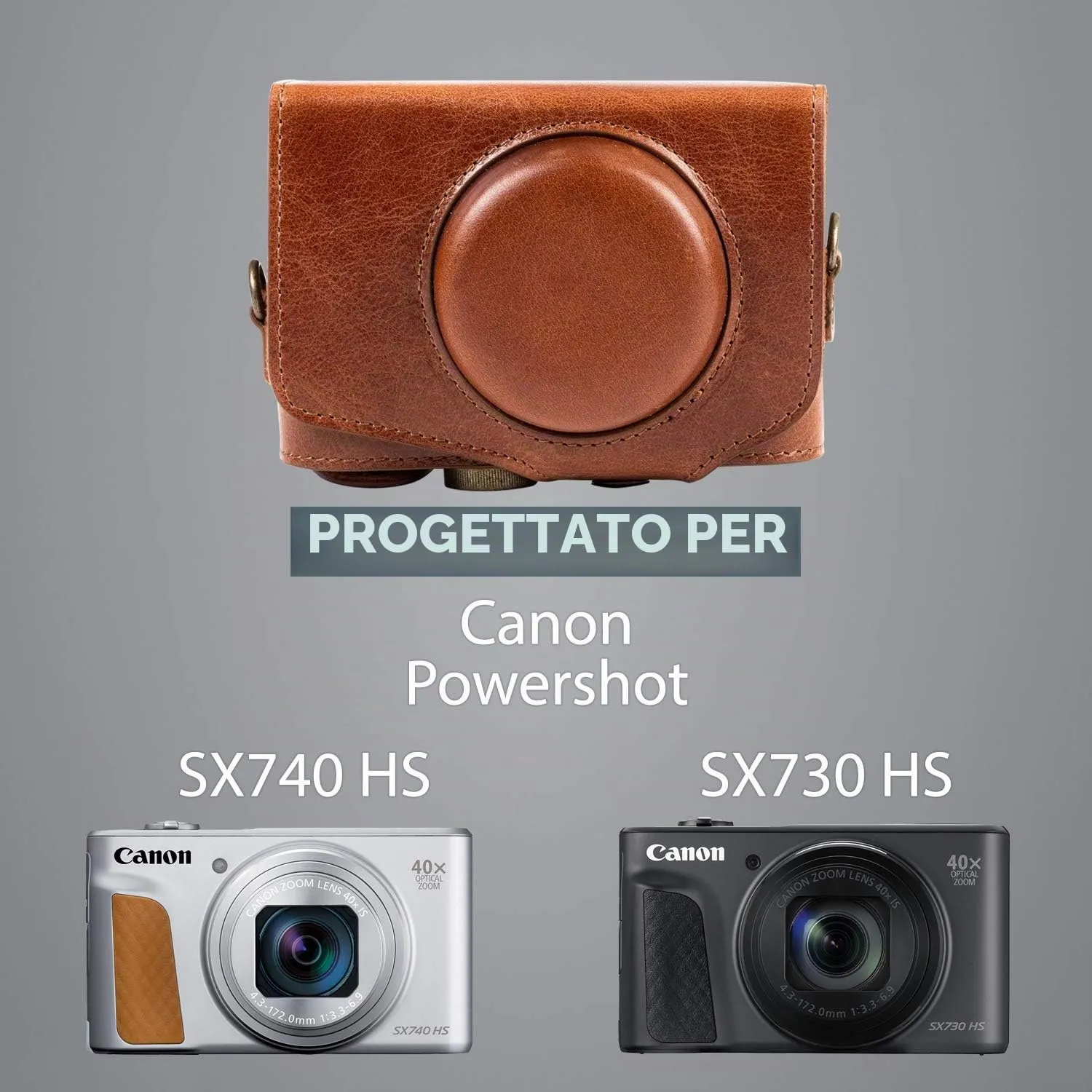 MegaGear Ever Ready custodia pelle Canon SX740 SX730 marrone