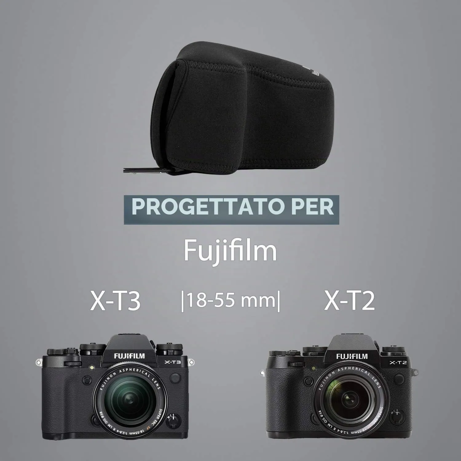 MegaGear MG865 Fujifilm X-T3 custodia neoprene nera
