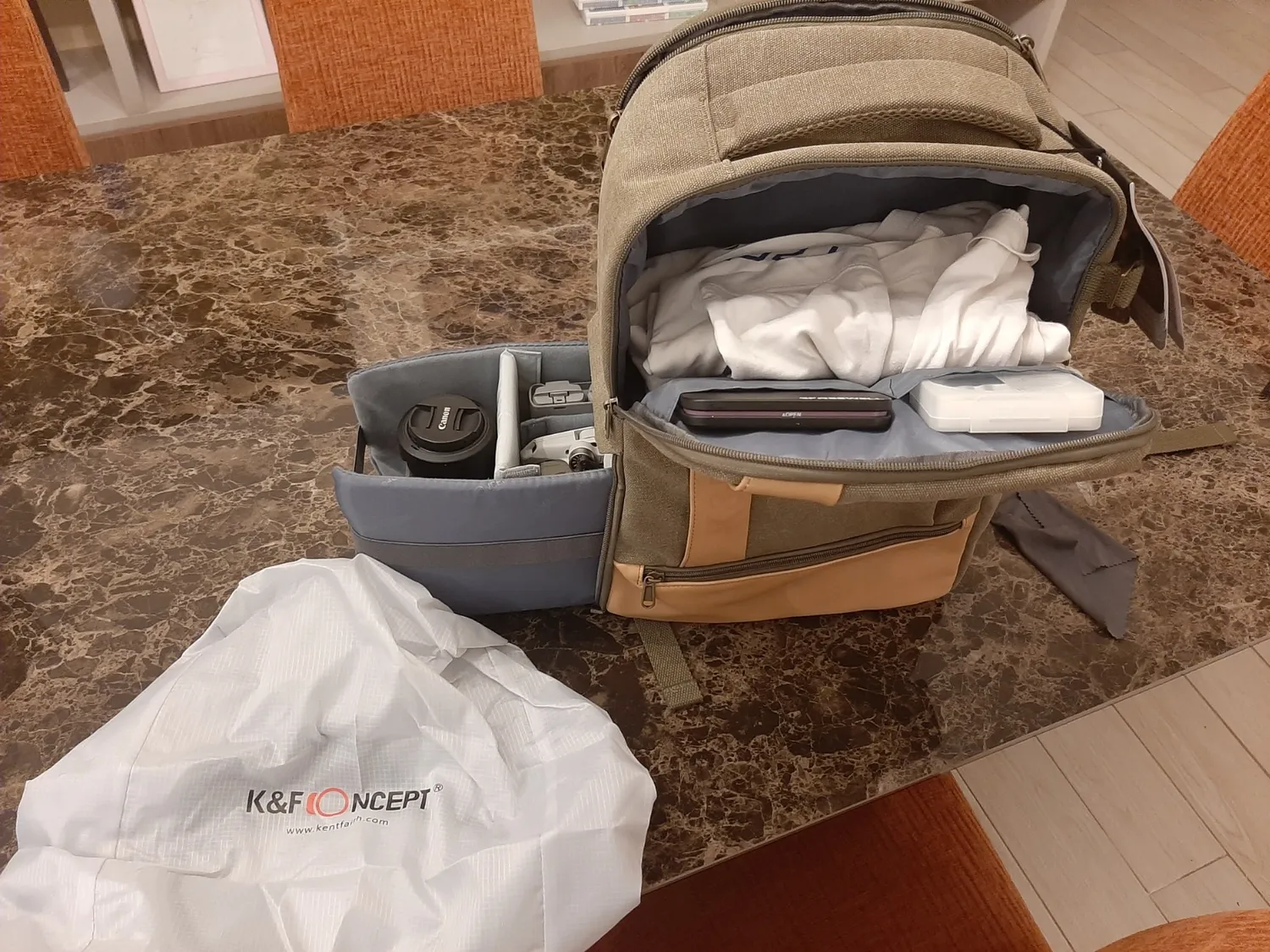 K&F Concept 019V1 zaino fotografico 17L grigio laptop