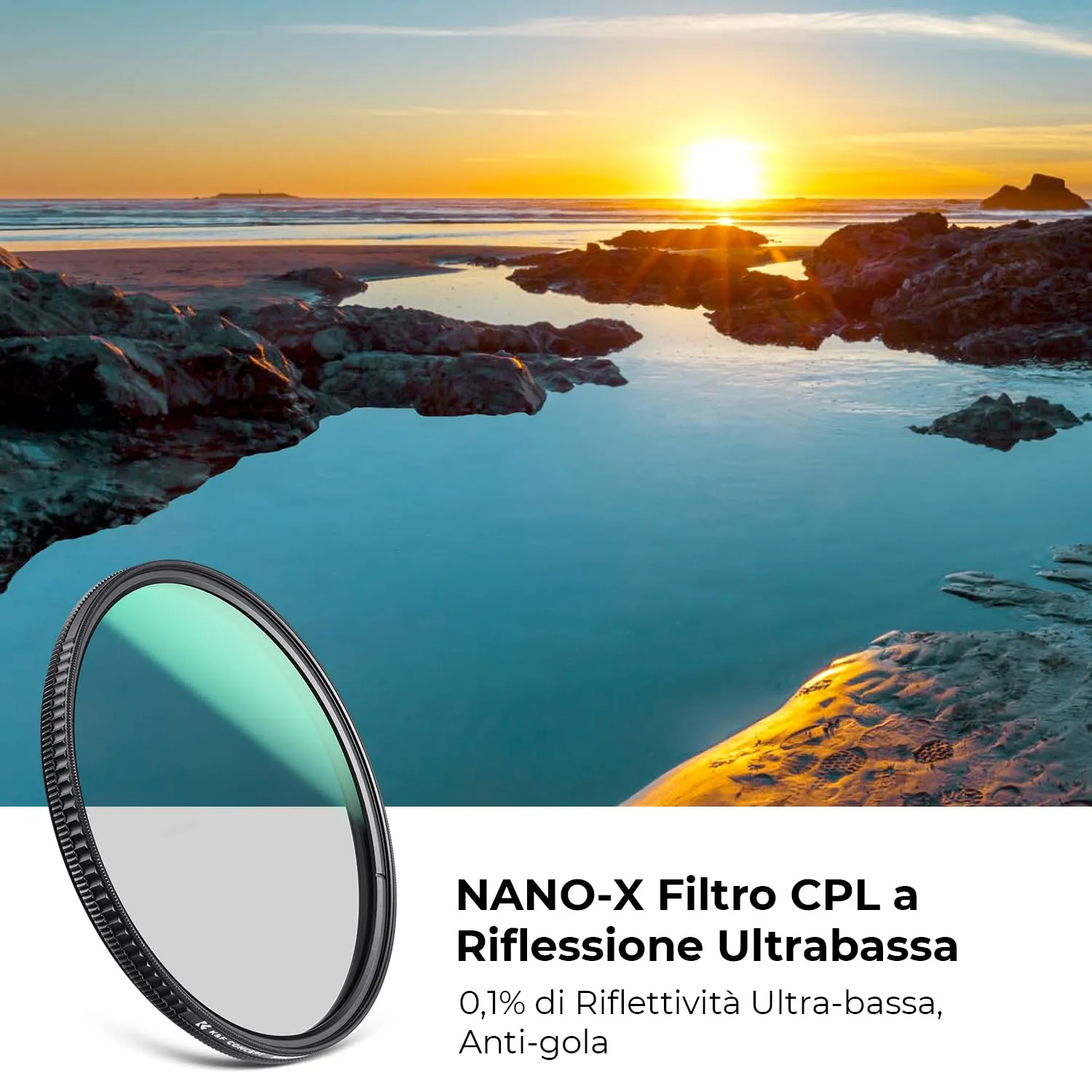 K&F Concept Nano-Xcel filtro CPL 82mm polarizzatore