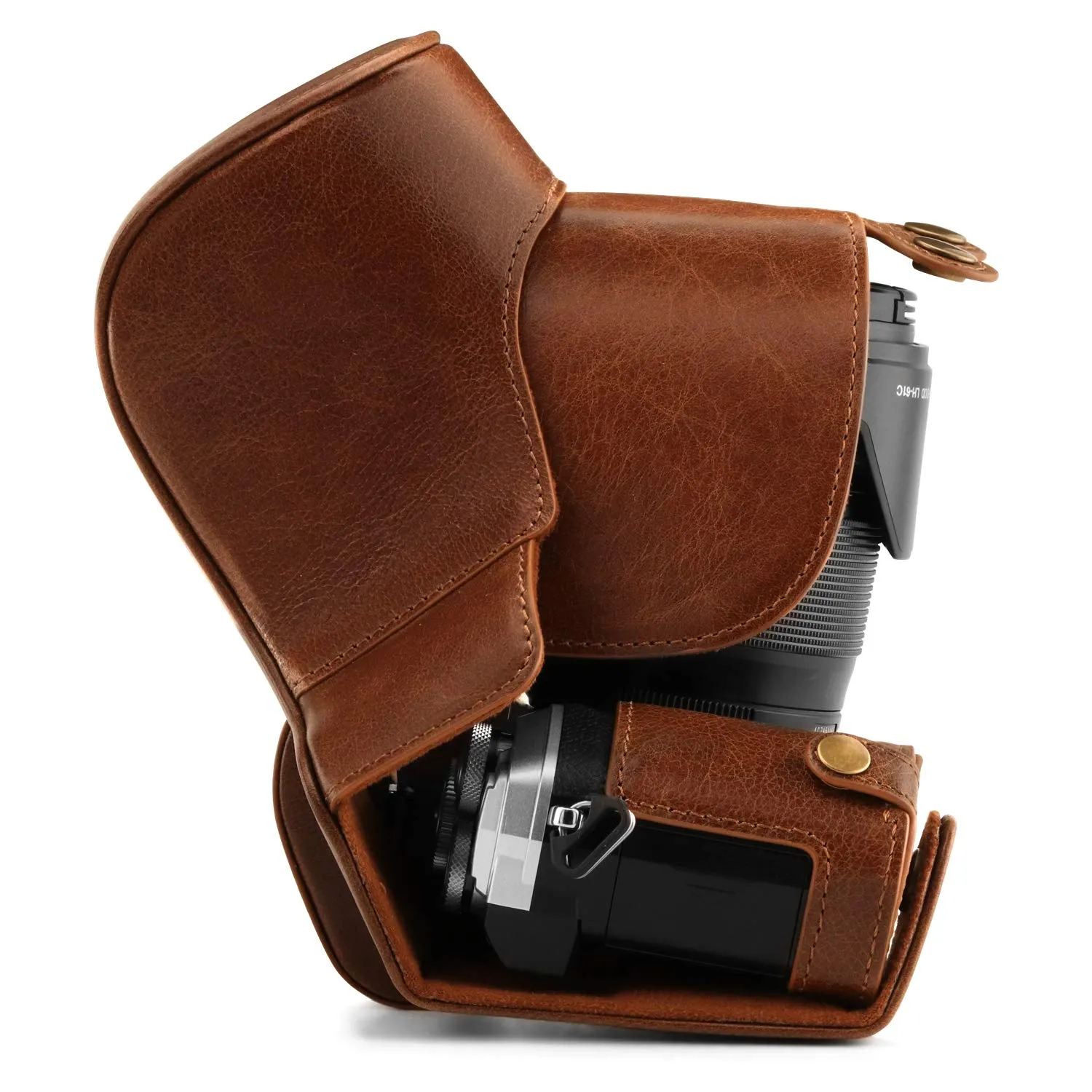MegaGear Ever Ready E-M5 Mark III Custodia Pelle Marrone Vera Pelle